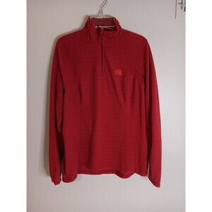 The North Face Womens 1/2 Zip Fleece Pullover Red Stripe Sz Medium